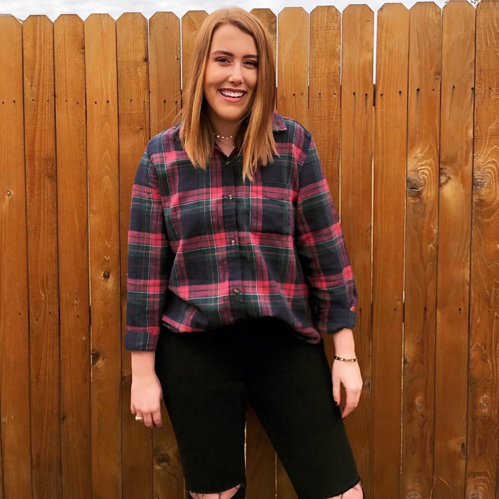 AE Red, Green, & Navy Soft Boyfriend Fit Flannel